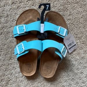 BNWT Turquoise Women’s size 7 Time & Tru Slides